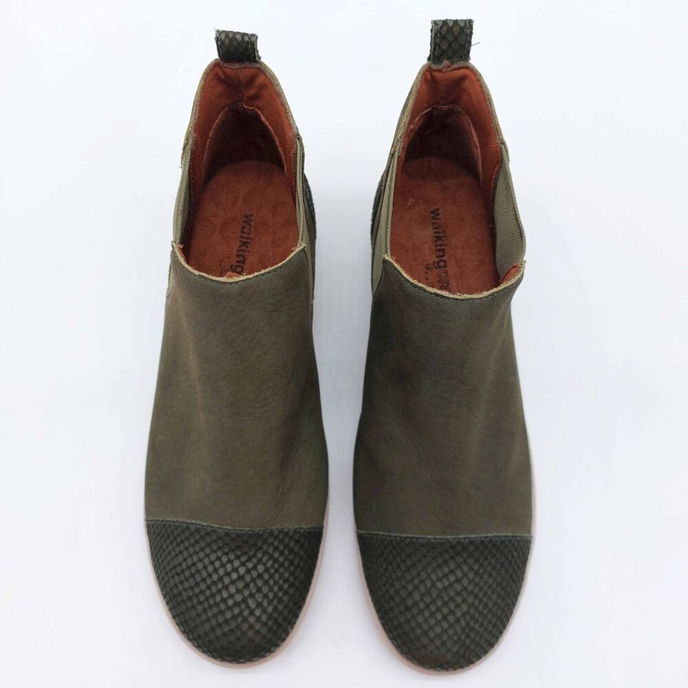 Walking Cradles Womens 6M Olive Osmond Leather Chelsea Ankle Boots Comfort Shoes